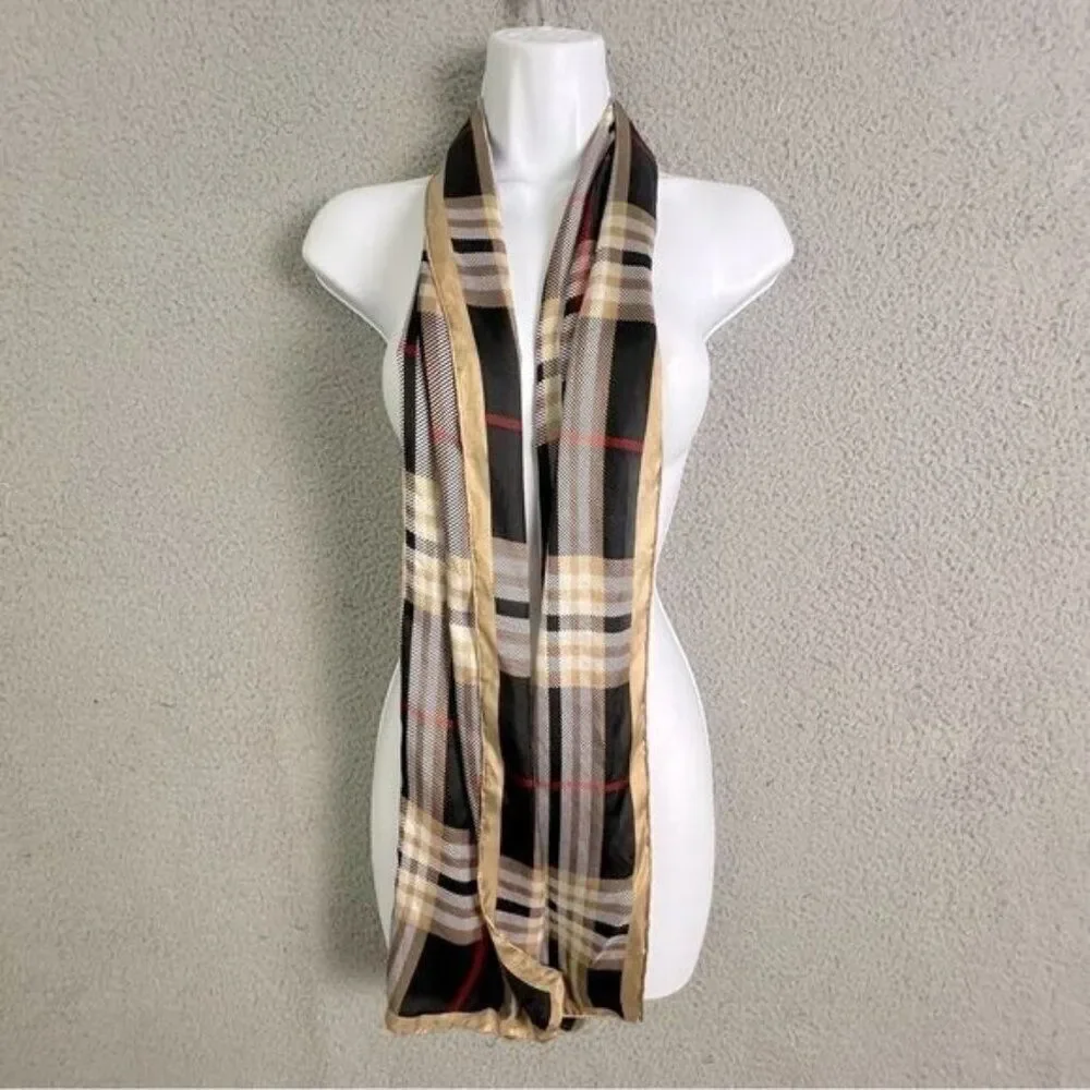 MENS CHECKERED SCARF BLACK AND TAN